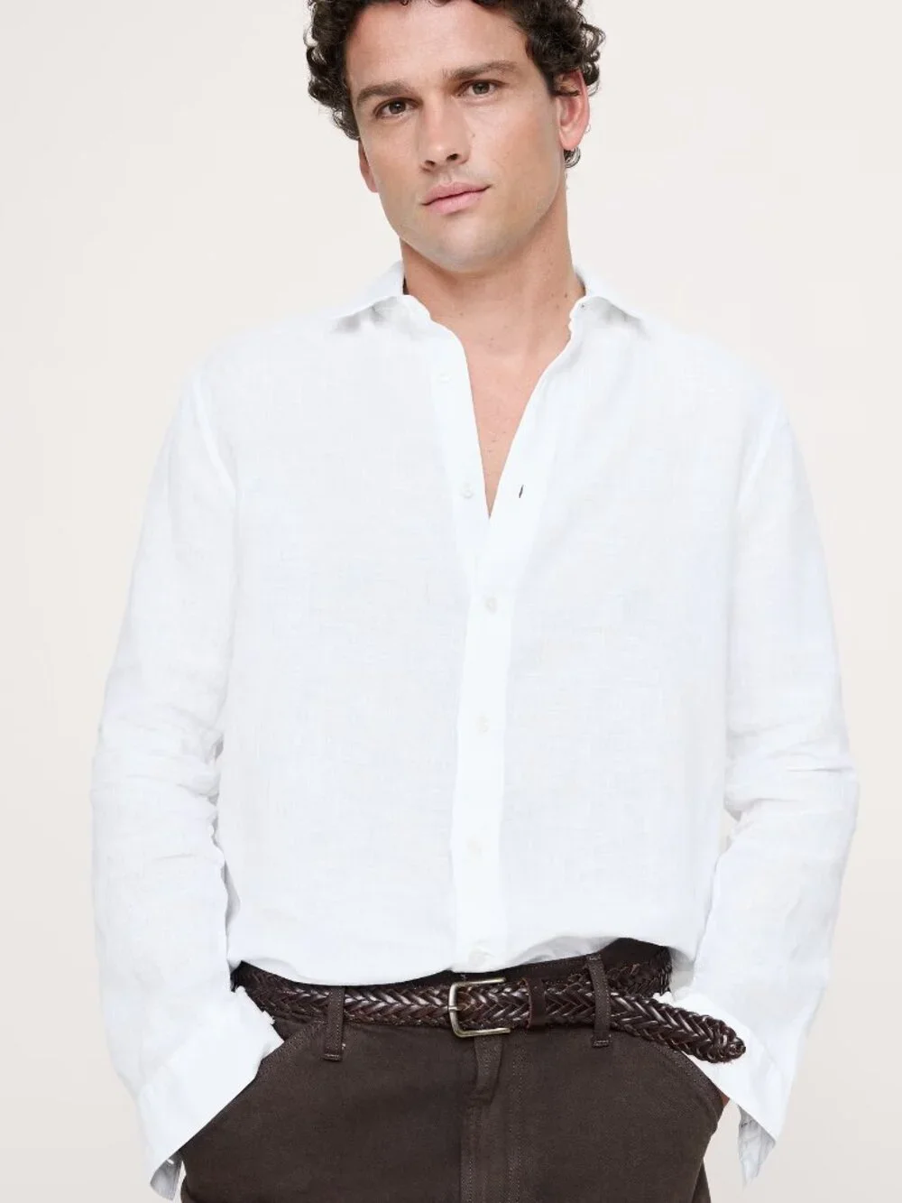 NWT Banana Republic Men's Light Green Slim-Fit 100% Euro Linen Shirt M